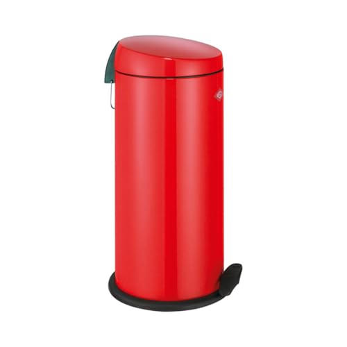 WESCO klassischer Tretabfallsammler CAPBOY MAXI in der Farbe rot, pulverbeschichtetes Stahlblech, Metalleinsatz aus 22 Liter Volumen, Kunststoff-Fußtritt