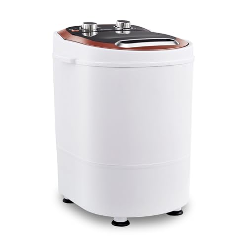 TUKAILAI Mini Waschmaschine, Camping Waschmaschine für 3 kg Wäsche, 2 in 1 Reisewaschmaschine Schleuder, Mobile Waschmaschine Single Tub Nicht elektrische Waschmaschine Spin Trockner mit Timer Control