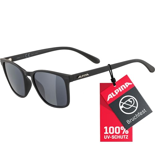 ALPINA YEFE - Verspiegelte und Bruchsichere Sonnenbrille Mit 100% UV-Schutz Für Erwachsene, all black matt, One Size