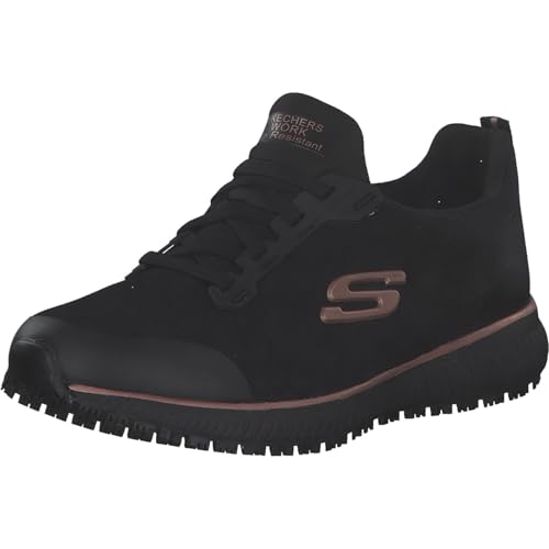 Skechers Damen Squad Sr Sneaker, Black Flat Knit Rose Gold Trim, 39 EU