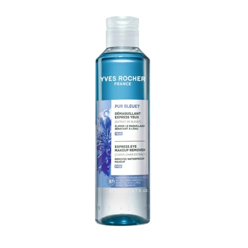 Yves Rocher Pur Bleuet Express Augen Make-up Entferner Bi-Phasen mit Kornblumen-Extrakt – entfernt wasserfestes Make-up, sanft & nicht fettend, für empfindliche Augen - 200 ml
