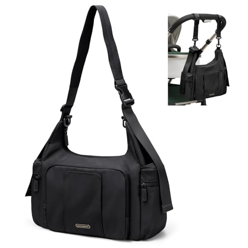 GOLF QUALITY Puffer Wickeltasche, 14 l, große Kapazität, Reise-Wickeltasche, Crossbody-Krankenhaus-Tasche für Mutter, Schwarz