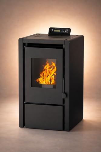 NEMAXX® PC5 Pelletofen 5,3 kW A+ bis 120 m³ – Chrono & ECO-Modus, WiFi Ready (App optional), Display & Fernbedienung, Unterdruck-Verbrennung, Überhitzungsschutz & Autoabschaltung – Schwarz