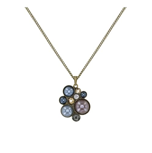 Konplott: Kette/Anhänger Bubble Cascade, moderner Cream-Halbperlen-Anhänger inklusive Kette, für Damen/Frauen (braun-grau)