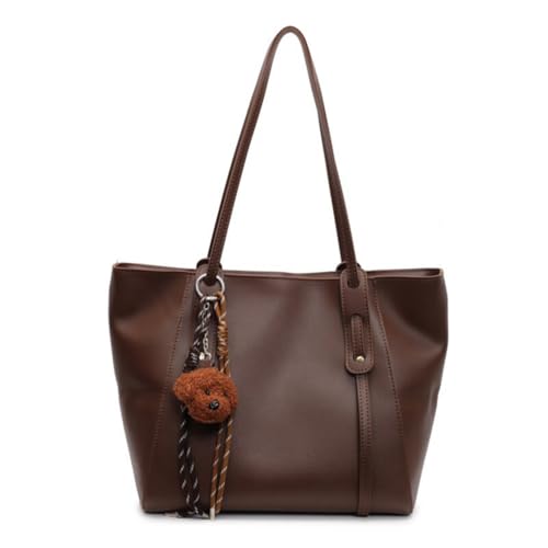 Hixingo Handtasche Damen Mittelgroß Groß Umhängetasche Tote Bag Shopper Tasche Vintage Elegant Schultertasche Top Griff Tasche Totepack für Arbeit Reisen Einkaufen (Kaffee,38 * 27 * 16cm)
