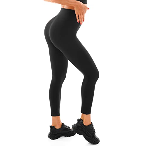 Walifrey Fitness-Leggings für Damen, hohe Taille, Training, Fitnessstudio, Sport, Schwarz, S-M