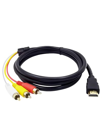 Cinch auf HDMI Kabel, 1,5 m, HDMI Audio Video 1080P Adapter, Konverter auf Cinch Unidirektional mit vergoldeten Anschlüssen, für TV, Projektor, Multimedia-Player