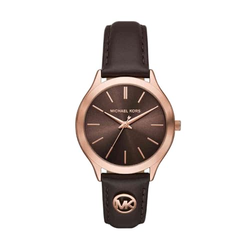 Michael Kors Reloj Slim Runway para Mujer, 38 mm, movimiento trifuncional de cuarzo Con Correa de piel