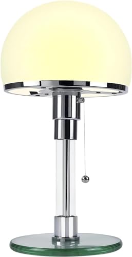 Bleyoum Nordische Moderne LED-Tischlampe, Schreibtisch-Leselampe, Schlafzimmer-Nachttischlampe, Glas-Bauhaus-Tischlampe, mit 3 Helligkeitsmodi.