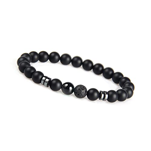 GD GOOD.designs Chakra Perlenarmband aus Onyx Natursteinperlen I Kugelarmband mit schwarzer Perle I Armband Männer (Schwarz)