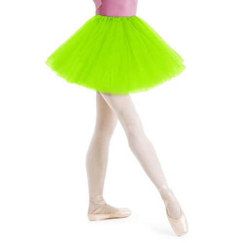 AYBUY Damen Tutu Klassisch Rock, Elastisch 3 Lagig Tüll Tüllrock, Ballett Tüllrock, Petticoat Unterrock Rock für Fasching Karneval Motto Party Ballett Tanzen Fancy Dress Halloween Kostüm (Fruchtgrün)
