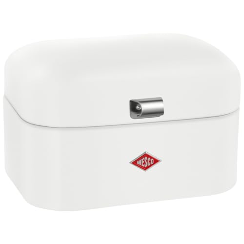 WESCO Single Grandy Brotkasten in der Farbe weiß matt, pulverbeschichtetes Stahlblech, Lüftungslöcher und stabiler Handgriff