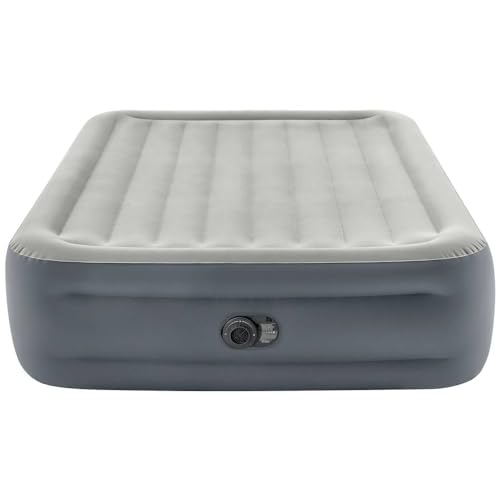 INTEX Queen Essential Rest Lufbett für 2 Personen (152×203×46 cm) max. 272 KG– mit integrierter Elektropumpe – Gästebett aufblasbares Bett Camping Matratze mit Fiber-Tech-Technologie (64126ND)