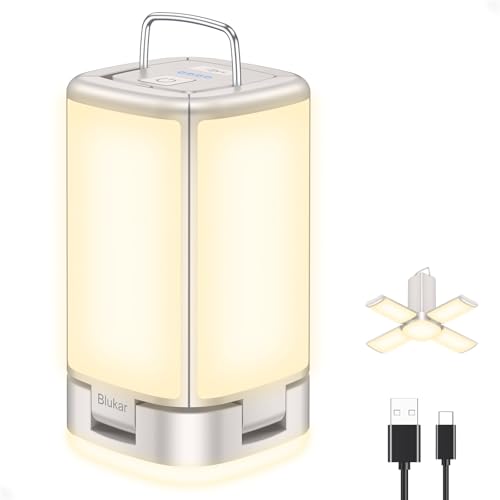 Blukar LED Campinglampe, Superhell 116 LEDs Camping Laterne mit 7 Lichtmodi, USB C Wiederaufladbare 10+ Std. Betriebsdauer Multifunktional Notfallleuchte Zeltlampe für Camp, Wandern-Kühles Grau
