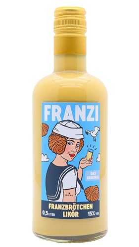 Franzi/Franzbrötchen Likör / 500 ml / 15% Vol. / Samtig weicher Sahnelikör/Geschmack von Zimt & karamellisiertem Zucker/Franzbrötchengenuss ganz ohne Krümel