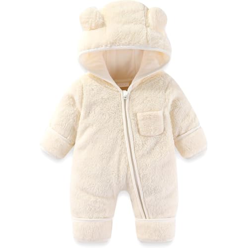 Generisch Baby Overall Winter Fleece Strampler warm Schneeanzüge mit Kapuze Neugeborenes Bär Schneeanzug Junge und Mädchen Einteiliger Anzug für 0-12 Monate