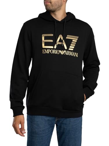 EA7 Herren Hoodie Mit Großem Train-Logo, Black/Gold, XL