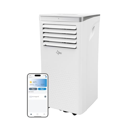 SUNTEC Mobiles Klimagerät Coolfixx 9000 BTU Design silver App – Klimaanlage mobil und leise mit Smart App Steuerung – Entfeuchter für Räume bis 34 qm – Mobile Kühlung für zuhause – 9.000 BTU