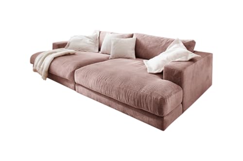 KAWOLA - Big Sofa Madeline - Zeitloses Designer Cord XXL Couch - Komfortabel & Eleganz - 290x86x170cm, Rosa, Polyester