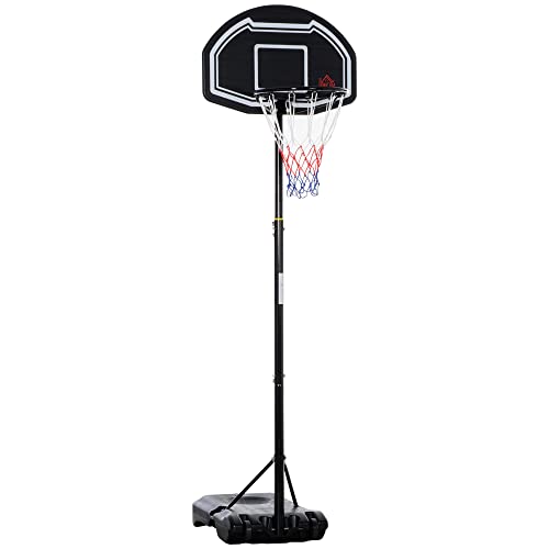 HOMCOM Basketballkorb Outdoor für Jugendliche, 160-210 cm Höhenverstellbarer Basketballständer mit Rollen, Basketballanlage mit Ständer für Jungendliche, Schwarz