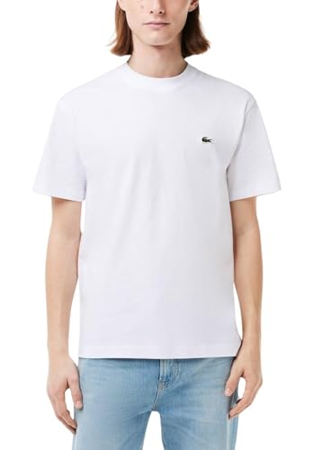 Lacoste Herren T-Shirt Rundhals TH7318, Männer Basic Tshirt,Tee,Regular Fit,Weiß,3 (S)