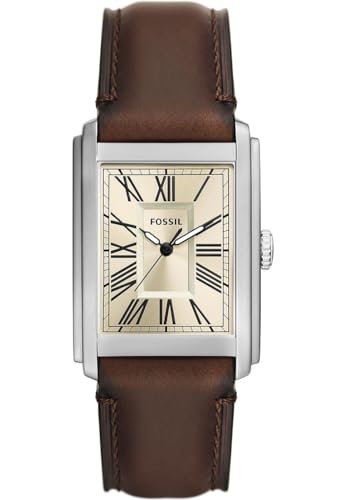 Fossil Carraway Uhr für Herren, Quarz-Dreizeigerwerk mit Leder- oder Edelstahlarmband