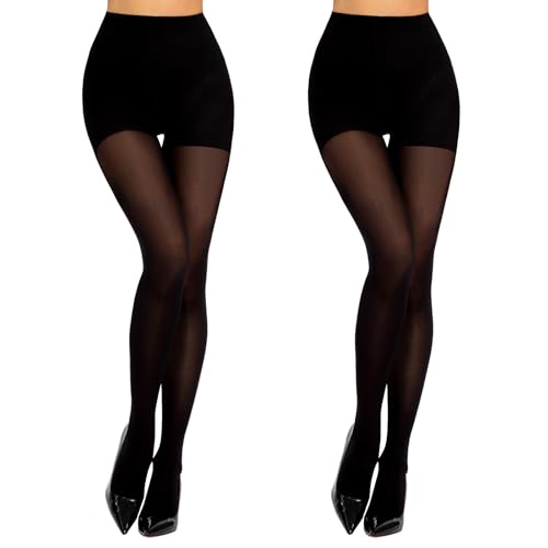 MANZI Damen Kompressionsstrumpfhose 10-15mm/Hg,Shape Strumpfhosen Blickdichte mit Bauchweg und Po-Lifting Figurformende Stützstrumpfhose 50 DEN 2 Paar,Schwarz,L