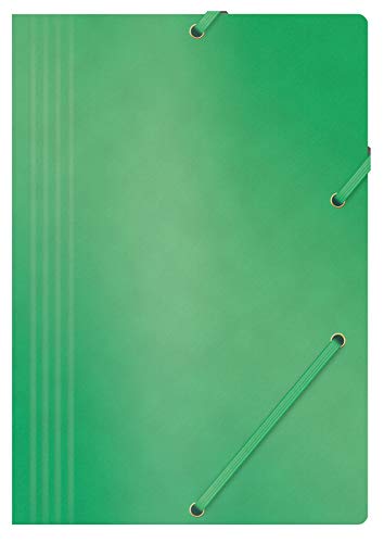 OFFICE PRODUCTS Mappe mit Gummiband Presspan/Karton A4 390 GSM, Grün, Eckspannermappe Gummizug, Sammelmappe für Dokumente/mit Gummi-Band