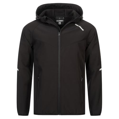 Kirkjubøur® Hestur Herren SOFTSHELLjacke 10.000 mm Wassersäule mit Kapuze und Fleecefutter, atmungsaktiv und wasserabweisend (DE/NL/SE/PL, Alphanumerisch, XL, Regular, Regular, Njordr Schwarz)