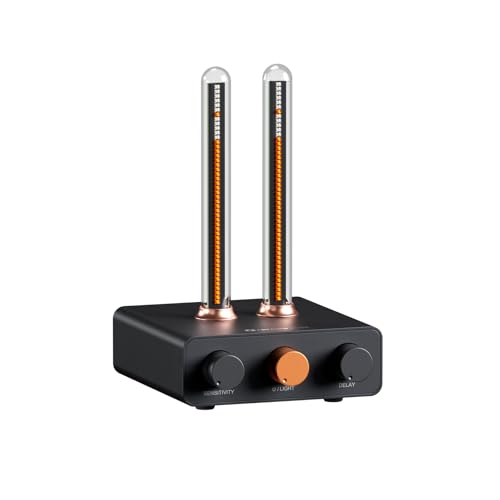 Fosi Audio Music Visualizer, Sound Pickup Spectrum Analyzer, Vintage Tube RGB Ambient Light, Mikrofon Voice Picking Volume Display Meter für Home Stereo System Desktop, mit Empfindlichkeitseinstellung