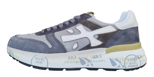 PREMIATA Herrenschuhe Sneaker Wildleder Stoff Mick_7713 Grau-Beige, Grau / Beige, 43 EU