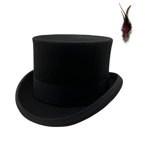Zylinder Hut Herren Steampunk Melonen Damen Wollfilzhut Schwarz Erwachsene Hoch aus Wollfilz Partyhut Kostüm Karneval Fasching