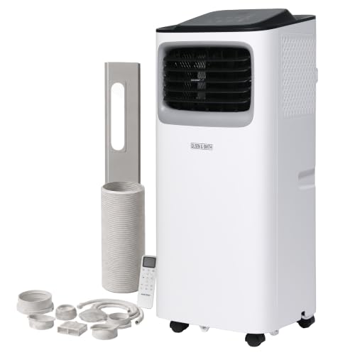 Olsen & Smith 9000 BTU Mobile Klimaanlage & Luftentfeuchter - 3-in-1 Klimagerät mit Abluftschlauch, Schiebefenster-Adapter, 24h-Timer & Fernbedienung - Leise Klimaanlage für Schlafzimmer & Büro, Weiß