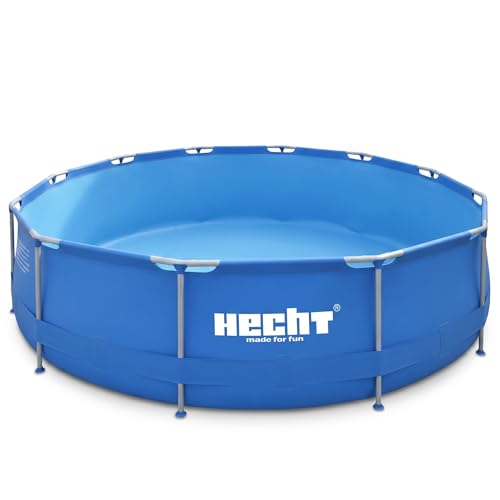 Hecht Stahlrahmen Pool Swimmingpool – 360 x 76 cm und 300 x 76 cm zur Auswahl – Familienpool rund mit Metallrahmen – XXL Outdoor Pool Badespaß für die ganze Familie im eigenen Garten, 4.383 Liter