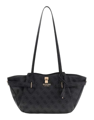 GUESS Schultertasche Yesba Girlfriend Shoulder Satchel Bag Coal Logo dunkelgrau