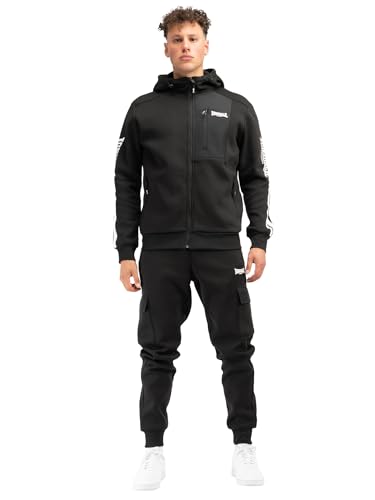 Lonsdale Herren Trainingsanzug mit Kapuze normale Passform BULOUGH XL, Black/White
