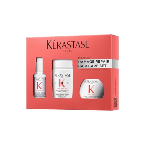 Kérastase, Première, Pflegeroutine mit Pre-Shampoo, Shampoo und Haarmaske für geschädigtes Haar, Concentré Décalcifiant Ultra-Réparateur, Bain Décalcifiant Rénovateur & Masque Filler Réparateur