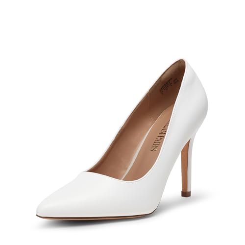 DREAM PAIRS Damen High Heels Spitzschuh Pumps für Hochzeit Brautschuhe Party,Size 39,Weiss/Pu