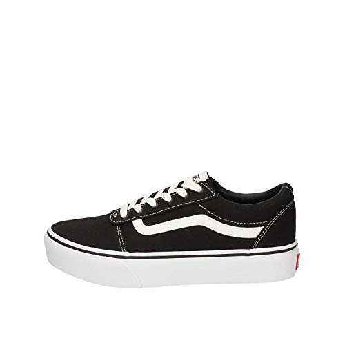 Vans Damen Ward Platform Canvas Sneaker, Canvas Black White, 37 EU