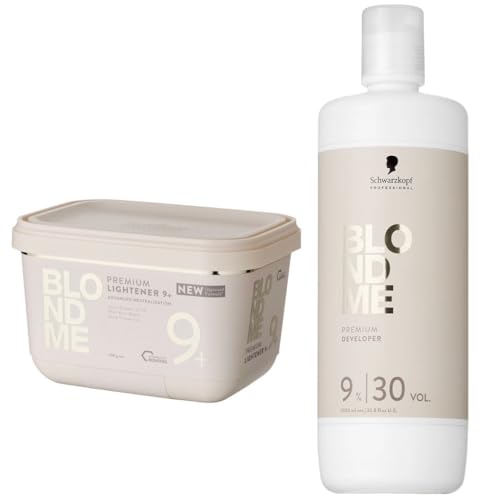 Schwarzkopf Professional – Duo Blond Me PPL9+ Puder, komplex, zum Aufhellen, Premium 450 g, Lightener 9+ & Supreme Blonde Hair Quality, 30 Vol Developer 1000 ml