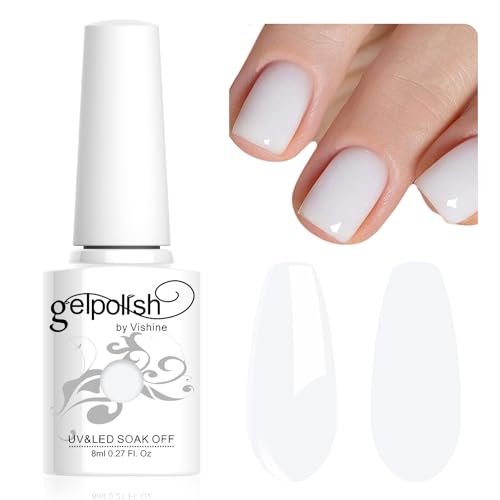 Vishine UV Gel Nagellack Milchweiß - Jelly Gel Polish, LED Soak Off Lacquer, Nail Art Manicure 8ml