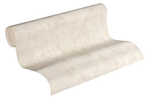 A.S. Création Livingwalls Vliestapete 10,05 m x 0,53 m in rustikaler Putzoptik - Beige - Motivtapete im Industrial Design Made in Germany - 224057