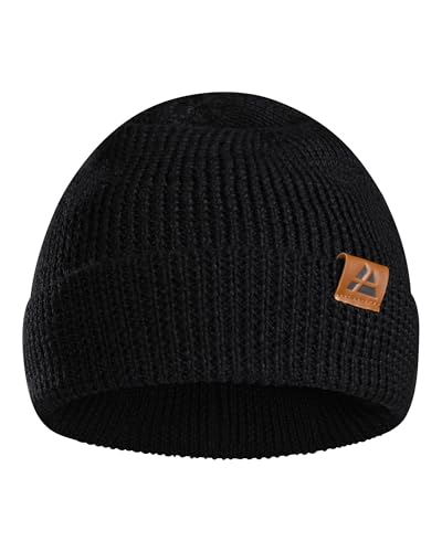 DANISH ENDURANCE Merino Mütze, Klassische Wollmütze, Warme Wintermütze, Thermo Beanie, Unisex, für Damen & Herren, Schwarz, One Size