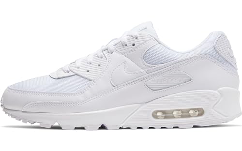 NIKE Herren AIR MAX 90 Sneaker, White/White-White-Wolf Grey, 42 EU