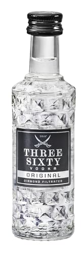 THREE SIXTY VODKA | Diamond filtrated Vodka | In der einzigartigen Facettenschliff-Flasche | Ein ungewöhnlich mildes und weiches Geschmacksprofil | 0,04L | 37,5%