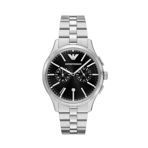 Emporio Armani Montre Pour Hommes, Mouvement chronographe à Quartz et 42mm Taille de boîtier Avec Bracelet en Acier inoxydable ou Cuir