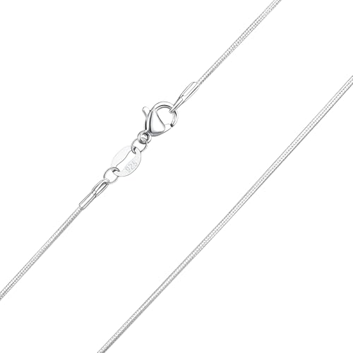 Kraven Feine 925 Silber Damen Halskette ohne Anhänger, Silberkette in 40.45.50.55.60 cm verfügbar Silberschmuck (1MM Snake, 50CM)