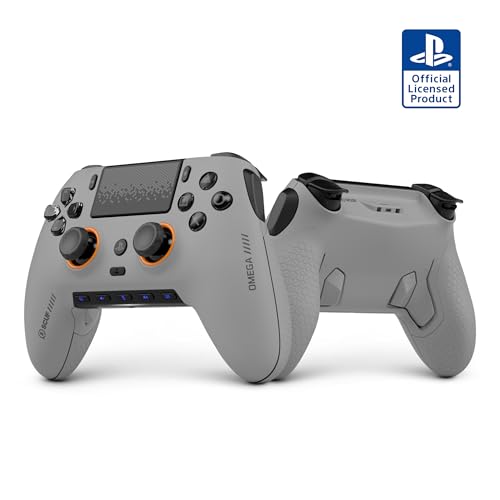Scuf OMEGA PS5 Kabelloser Performance-Controller – Offiziell Lizenziert, 11 Custom-Eingaben, Sofort-Triggern, Niedrige Latenz, Robuste TMR-Thumbsticks – Kompatibel mit Windows-PCs – Hellgrau