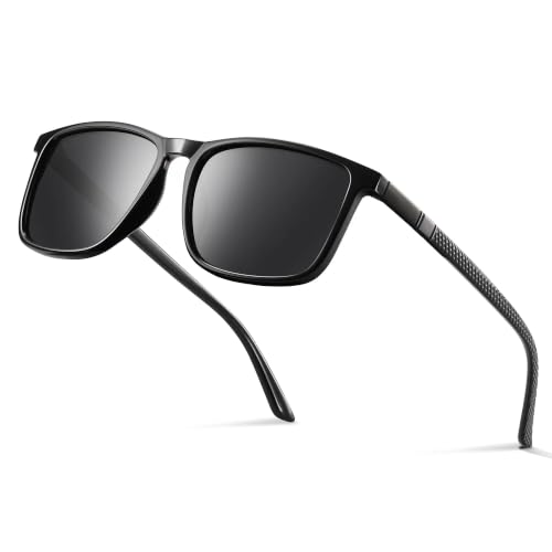 Occhsouo Polarisiert Sonnenbrille Herren - Damen UV400 Schutz Sunglasses Men Women TR90 Ultraleichte Rahmen Schwarz Retro Sport Polarisierte Sonnenbrillen für Angeln, Fishing, Fahren, Ski Schwarz