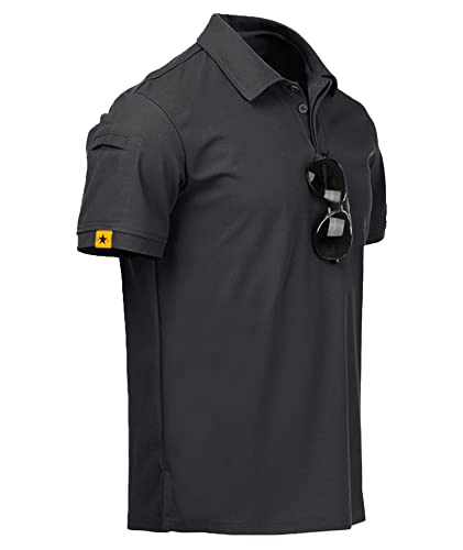 JACKETOWN Poloshirts Herren Kurzarm Atmungsaktives Schnelltrocknend Poloshirts Männer Sommer Knopfleiste T-Shirts Männer Casual Sport Shirt Basic Regular Fit Golf Polohemd(Dunkelgrau-M)